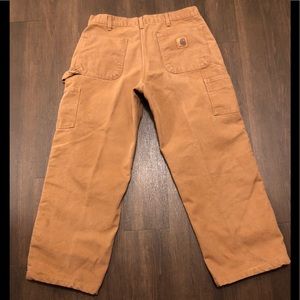 Carhartt Mens Plaid Flannel-Lined  Pants in Tan  Size 34X30